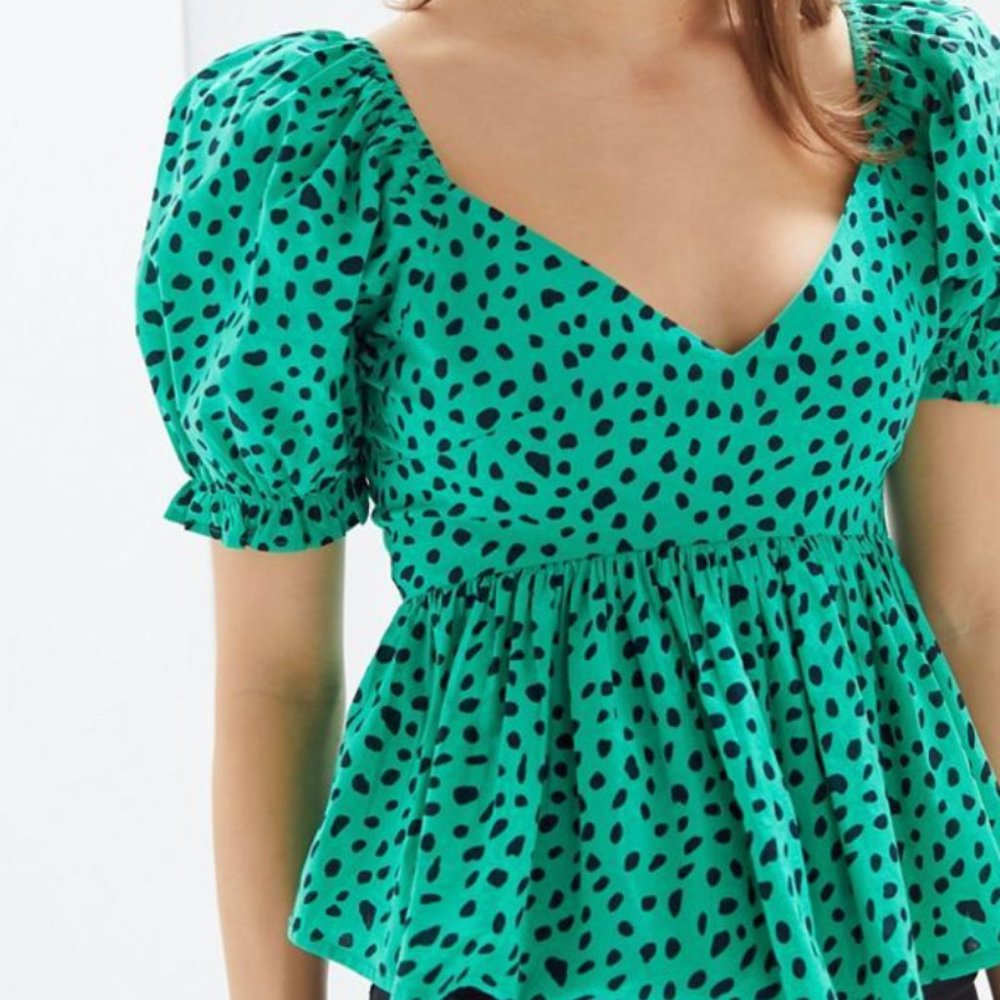 Urban Outfitters UO Peplum Puff Sleeve Top - M